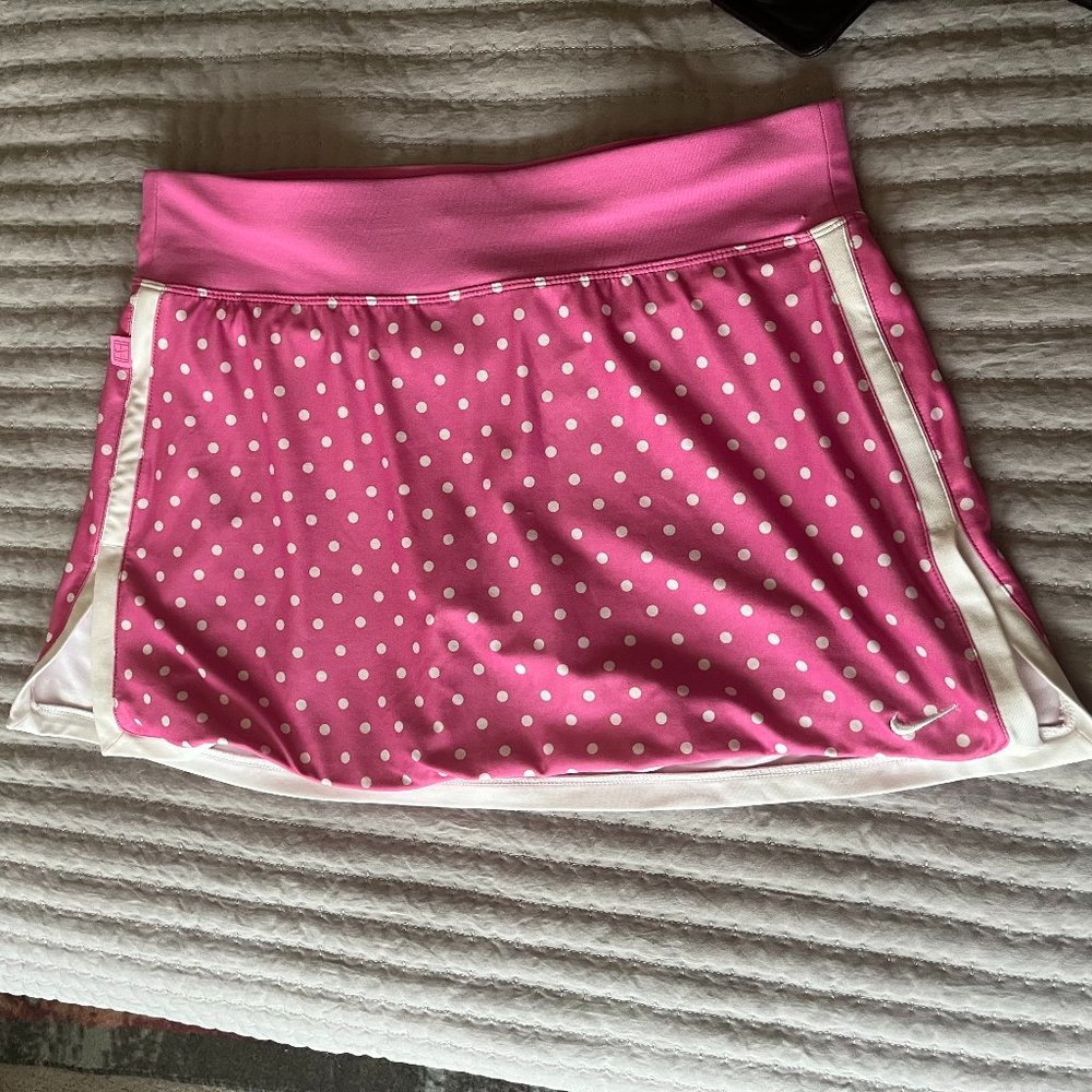 Nike Pink and White Polka Dot Skirt